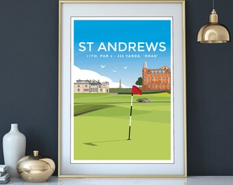 セントアンドリュースオールドコース17番ホールゴルフアートプリント