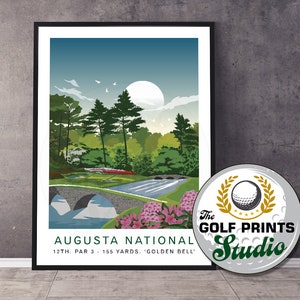 Augusta National golf Print Poster Golf Wall Art Hogan Bridge 12th Hole Amen Corner Travel Poster Print USA Travel Poster Golf Gift