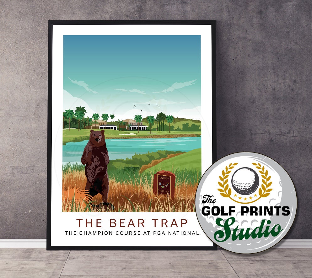 PGA National Champion Course Golf Print Travel Poster The Bear Trap Palm Beach Florida Golf Gift