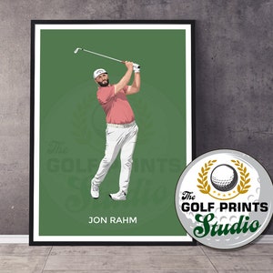 Jon Rahm Golf Art Print Poster Golf Wall Art Gift for Golfer Golf Illustration Poster Print