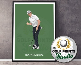 Rory McIlroy Golf Art Print Poster Golf Wall Art Gift for Golfer Golf Illustration Poster Print