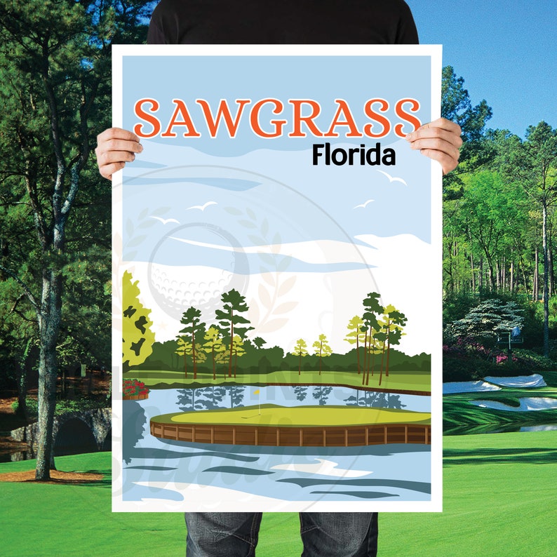 TPC Sawgrass Florida Travel Print Wall Art Poster Golf Club Etsy