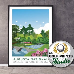 Augusta National Hogan Bridge 12th Hole Amen Corner Travel Poster Print Christmas Gift for Golfer Art Print Gift for Mum or Dad Living Room