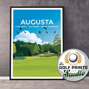 Augusta National Golf Club 11th Hole Amen Corner Travel Poster Print Gift for Golfer Golf Art Print Gift for Mum or Dad Living Room Art