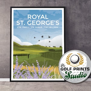 Royal St Saint George's Golf Club 6th Hole Travel Golf Poster England Print Open Christmas Golf Gift Golfer Golf Art Print Living Room Art