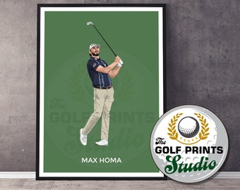 Max Homa Golf Art Print Poster Golf Wall Art Gift for Golfer Golf Illustration Poster Print