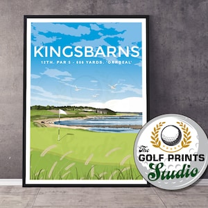Kingsbarns Golf Links Club 12th Hole St Andrews Golf Reise Poster Schottisches Schottland Poster Druck Offener Golf Geschenk für Golfer Golf Kunstdruck