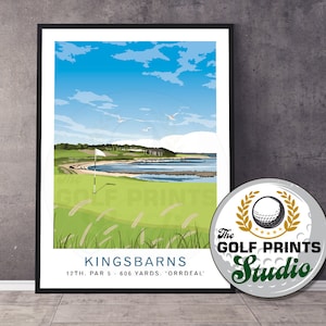 Kingsbarns Golf Links Club 12th Hole St Andrews Golf Reise Poster Schottisches Schottland Poster Druck Offener Golf Geschenk für Golfer Golf Kunstdruck