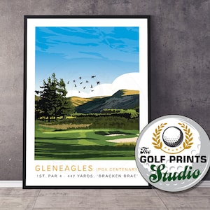 Gleneagles PGA Centenary Course Golf Wall Art Poster Travel Poster Scottish Print Golf Gift Art Print Gift for Mum or Dad Living Room Art