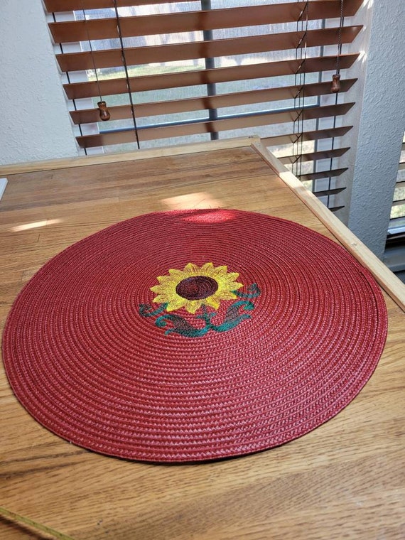 1 rust color placemat 14 in across embroidered with Etsy
