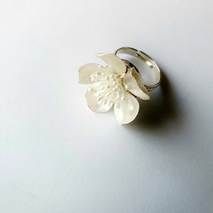 Cherry blossom white pearly color ring Blossom ring Gifts for her Sakura ring Unique flower ring Flower ring Minimalist ring Fashion ring