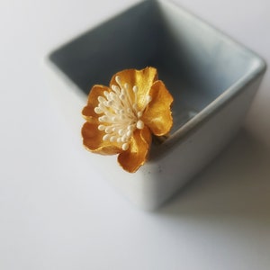 Handmade Gold Cherry Blossom Ring: Adjustable Floral Fashion Ring