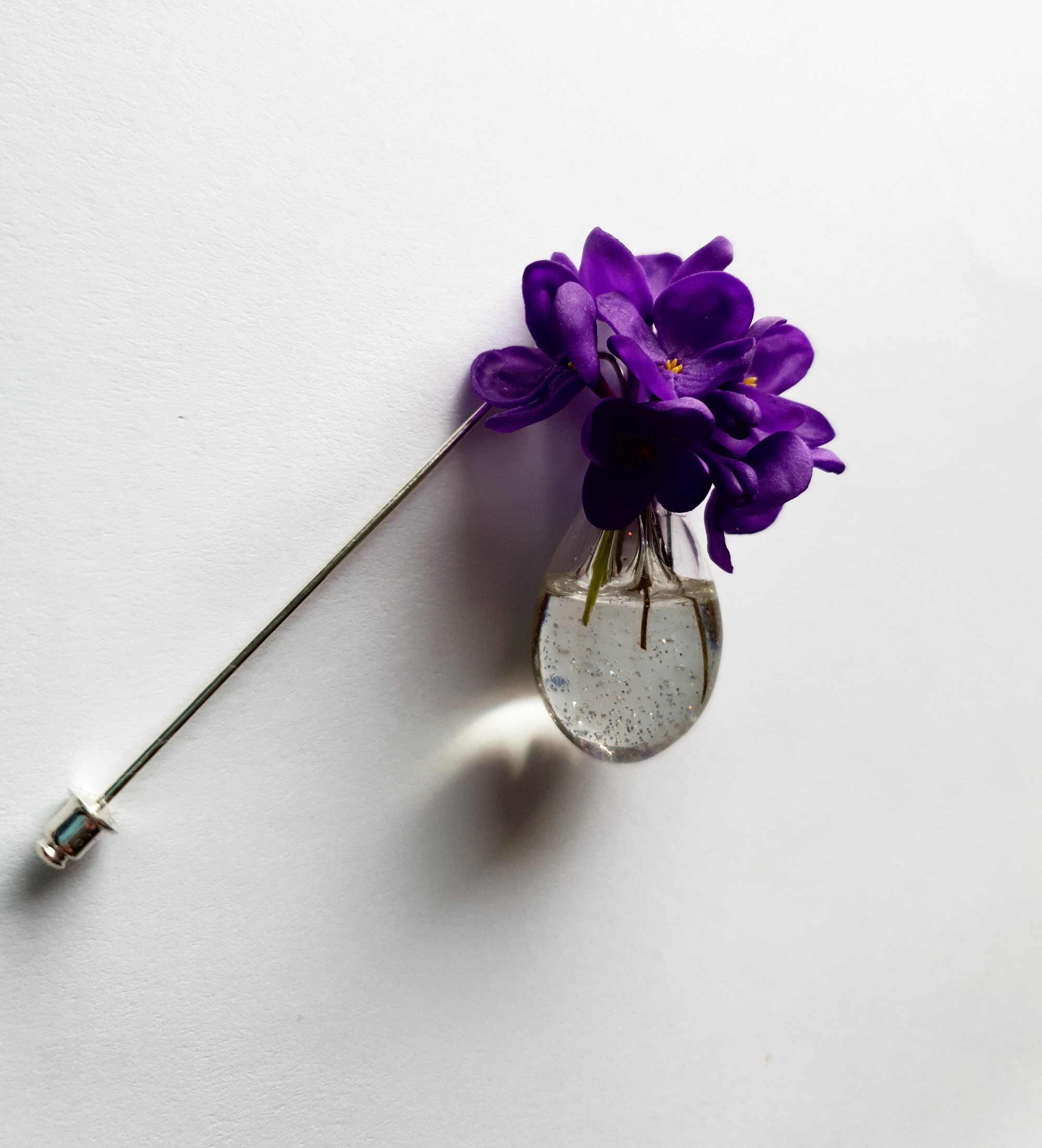 Broche épingle Argent Cabochon Arbre Sous Lilas (20mm) - Neuf Sans Emballage - Avec Pochette Cadeau