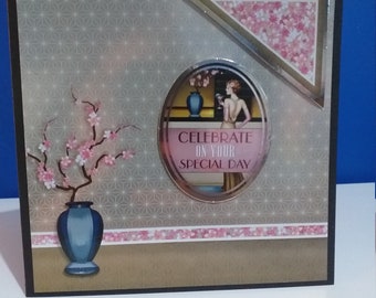 Tarjeta de estilo Art Deco hecha a mano