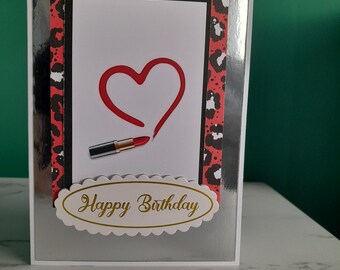 Tarjeta de cumpleaños Glamour hecha a mano