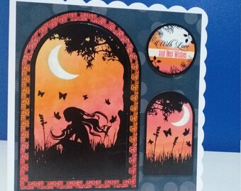 Tarjeta de silueta hecha a mano