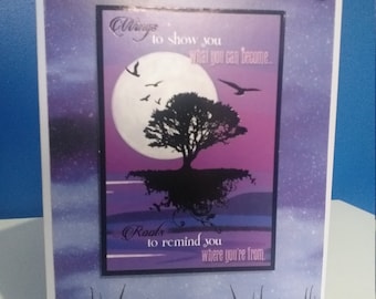 Tarjeta de felicitación de silueta púrpura