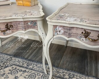 PRICE DROP/ French Provincial nightstands/ French end tables/ French Country Nightstands/ Farmhouse nightstands/ painted nightstands