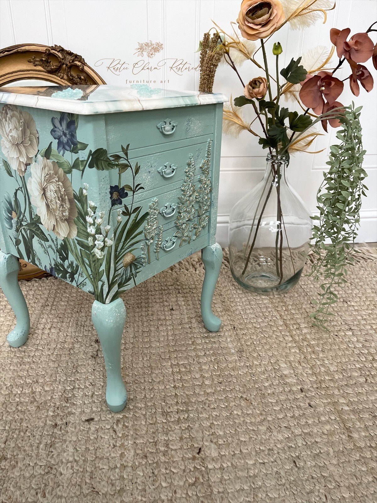 Cyber Sale/ Jewelry Armoire/ resin top/ hand painted