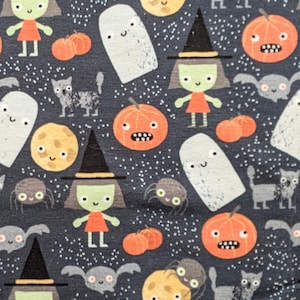 Kürbis Jersey, Halloween Kinderstoff, Halloween Kürbis dehnbar