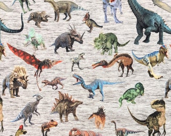 Dinosaur Jersey Cotton, Real Dino Fabric, Dinosaur Jersey