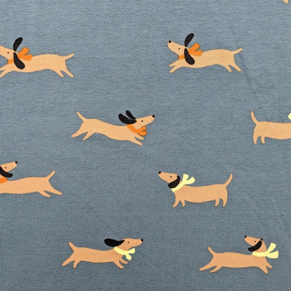 Sausage Dog Jersey Fabric, Wiener Hund Stoffe, Dog Stretch Knit Fabric