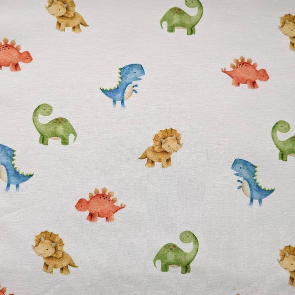 Baby Dinosaur Fabric, Cute Dino Jersey, Dinosaur stretch Jersey fabric