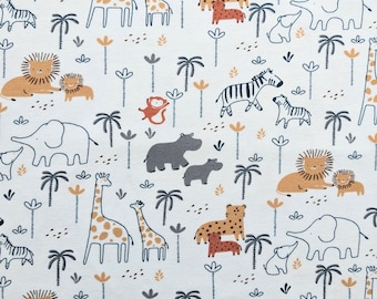 Tela de jersey de safari para bebés, tela de elefante, tela de jersey de jirafa, tela de hipopótamo