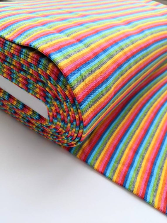 Rainbow Cuff Fabric, Ribbing Fabric, Rainbow Stripe 