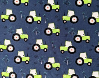 Tractores de granja orgánica en Verde Jersey De Algodón Tejido De Punto Elástico 