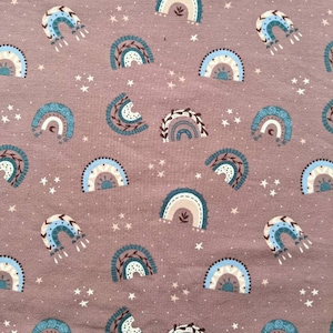 Mauve Rainbow Jersey fabric, Purple Cotton Jersey