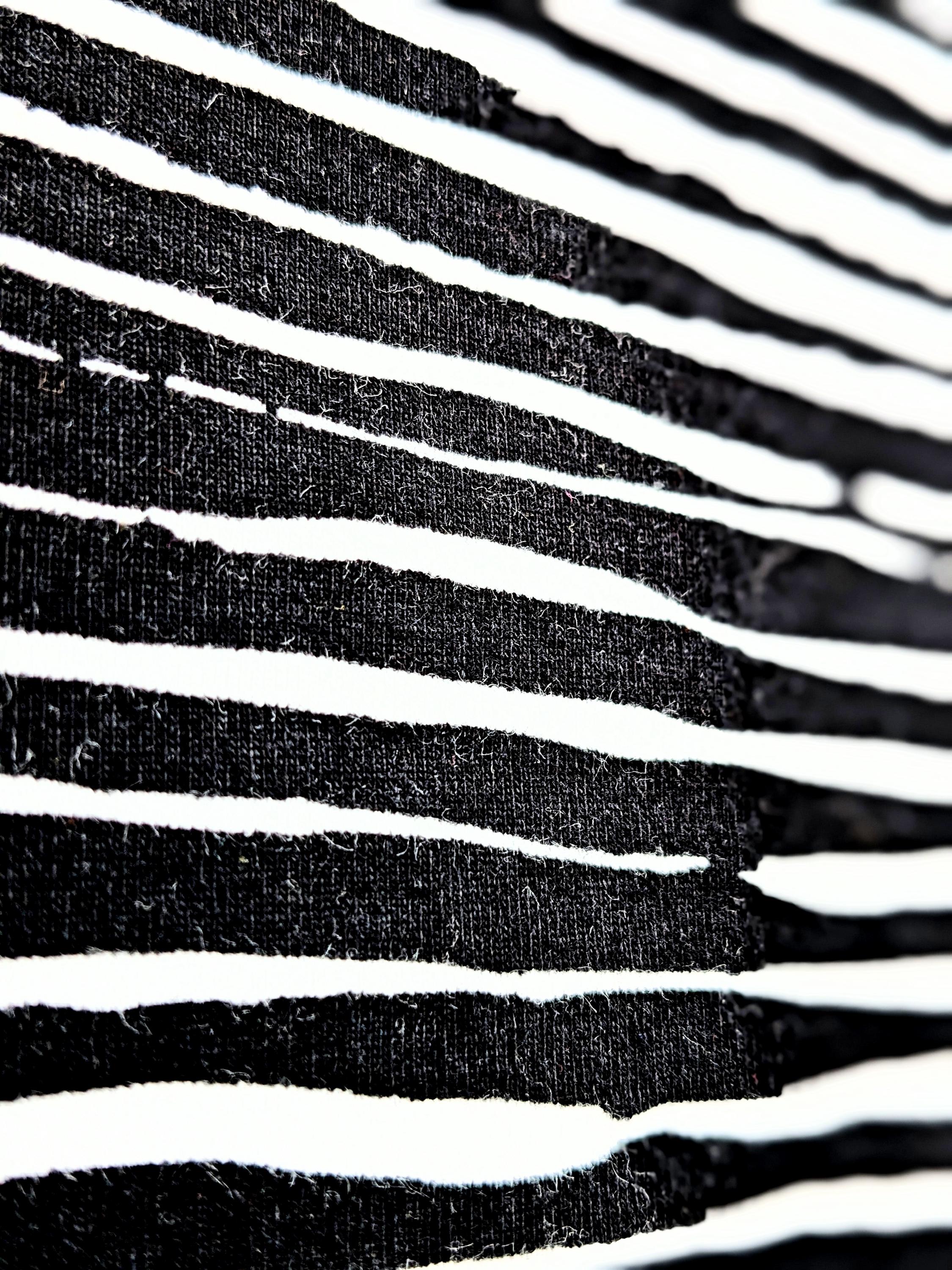 Black Line Rag Black Stripe Jersey Fabric, Black Line Pattern, Wavy Line Pattern ...