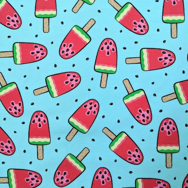 Ice lolly Jersey fabric, watermelon popsicle Fabric