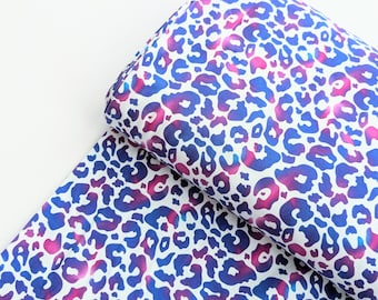 Purple Leopard print fabric, leopard spot Jersey, Animal print stretch knit