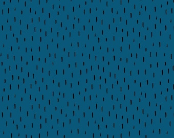 Tejido de jersey azul petróleo, algodón orgánico Blue Dash
