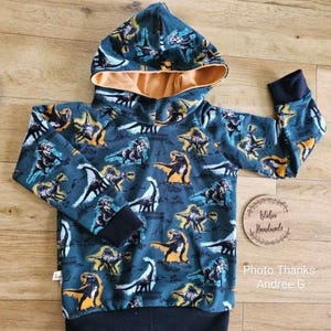 Dinosaur French Terry, Dino Sweatshirt Soft fabric image 5