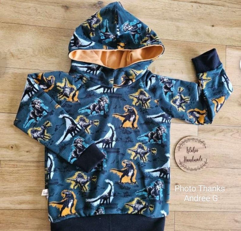 Dinosaur French Terry, Dino Sweatshirt Soft fabric image 5