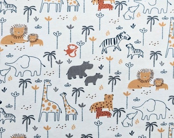 Zoo animal Jersey Fabric, Elephant stretch fabric, Giraffe stretch cotton