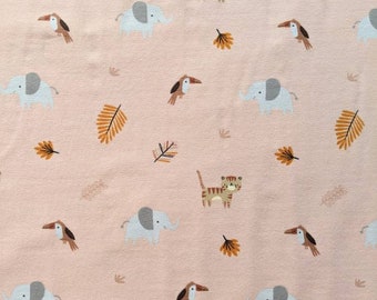 Elephant Jersey Fabric,  Wild Animal Cotton Jersey Fabric
