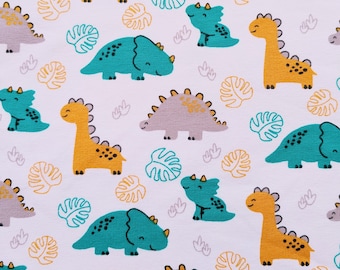 Baby Dinosaurier French Terry, Dino Stretch Strickstoff, Baby Dino Sweatshirt Stoff