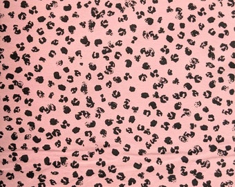 Pink leopard jersey fabric, pink animal print Jersey, Rose Pink stretch knit