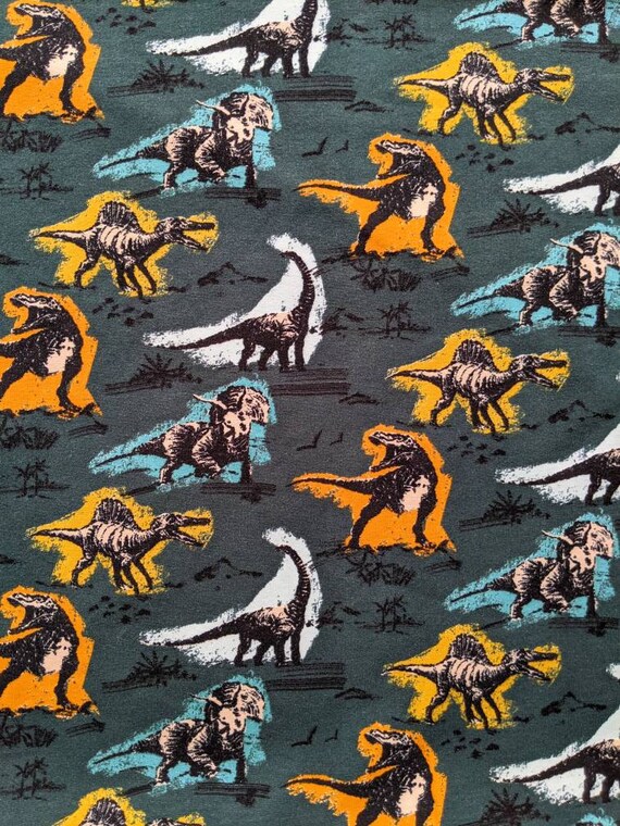 Dinosaur French Terry, Dino Sweatshirt Soft fabric