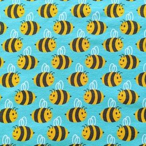 Bee Jersey fabric, 85cm remnant bumble bees cotton jersey fabric