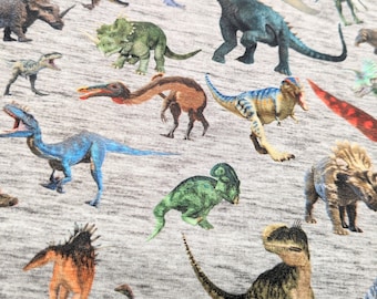 Dinosaur Jersey Cotton, Real Dino Fabric, Dinosaur Jersey