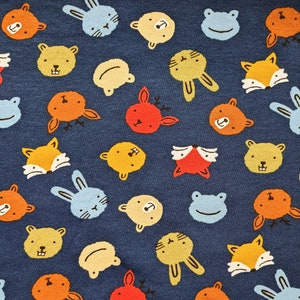 Woodland Animal Fabric, Stretch knit fabric, Soft Brushed french Terry