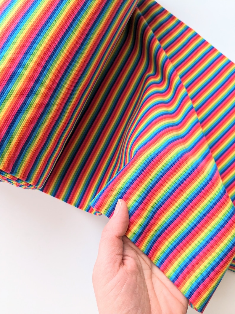 Rainbow Cuff Fabric, Multicolour Stripe Ribbing fabric, Rainbow neck ...