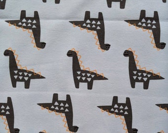 Dinosaur Jersey Fabric, Dino Cotton, Baby Blue Jersey
