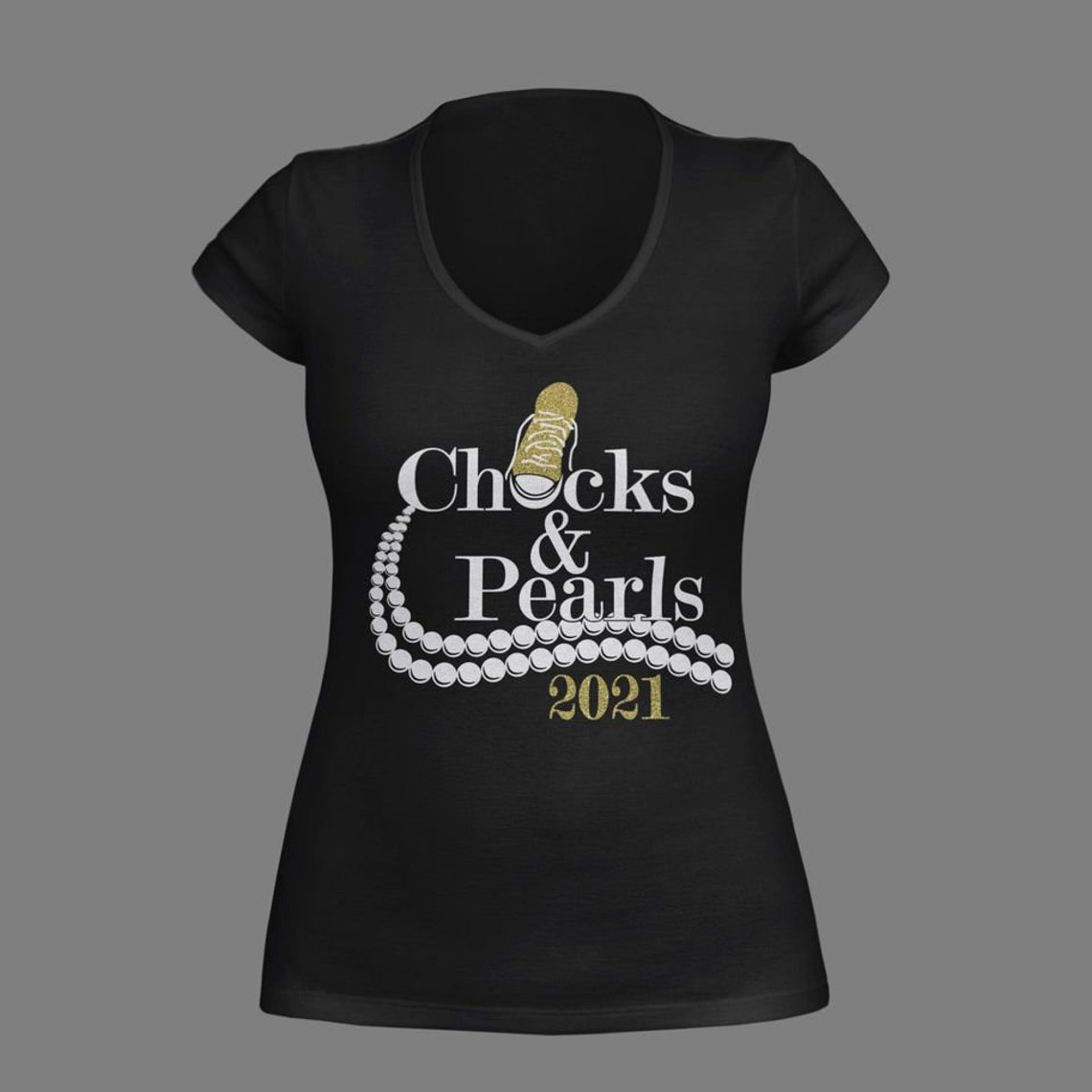 Chucks and Pearls Vinyl TShirt Choose Your Shoe Color Etsy