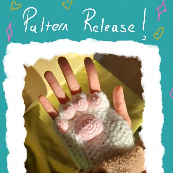 Cat Paw Glove Pattern  Crochet Pattern Mittens Gloves Pattern