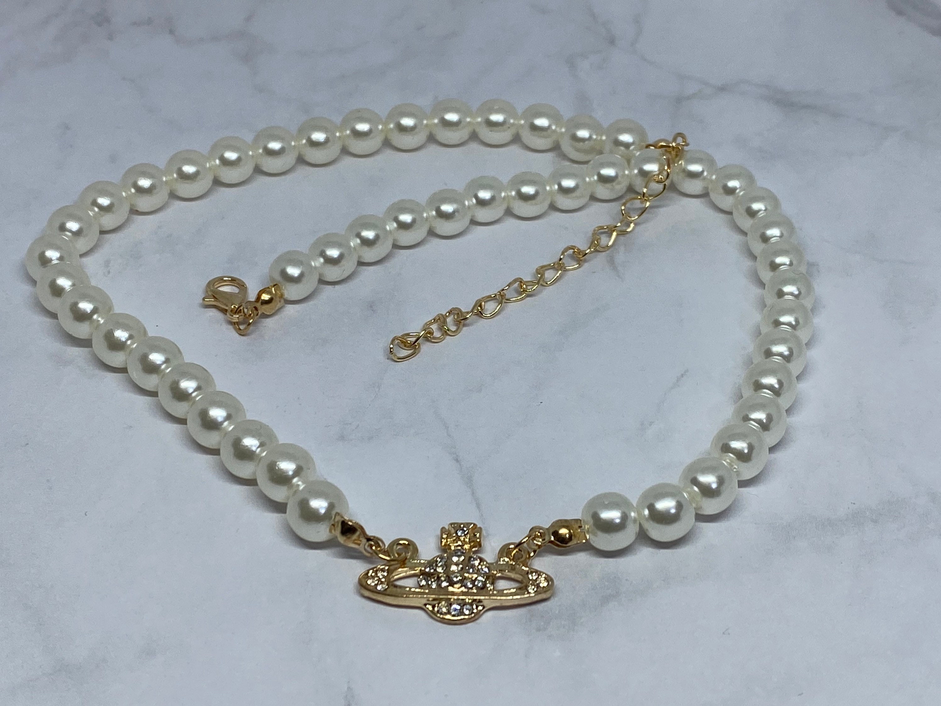 Pearl Saturn Necklace Saturn Necklace Pearl Orbit Etsy.de